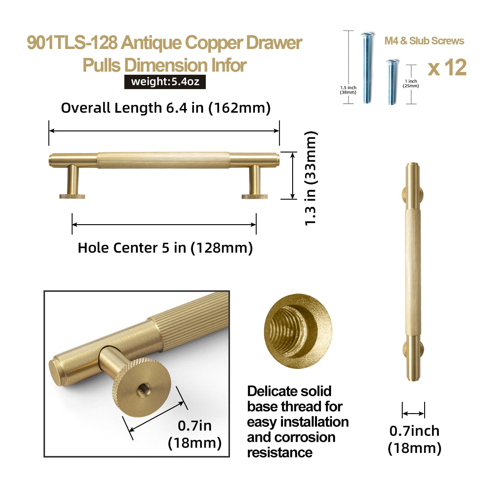 Goo-Ki Solid Brass Cabinet Handle Drawer Pulls Brushed Brass Bar Pull Kitchen Hardware