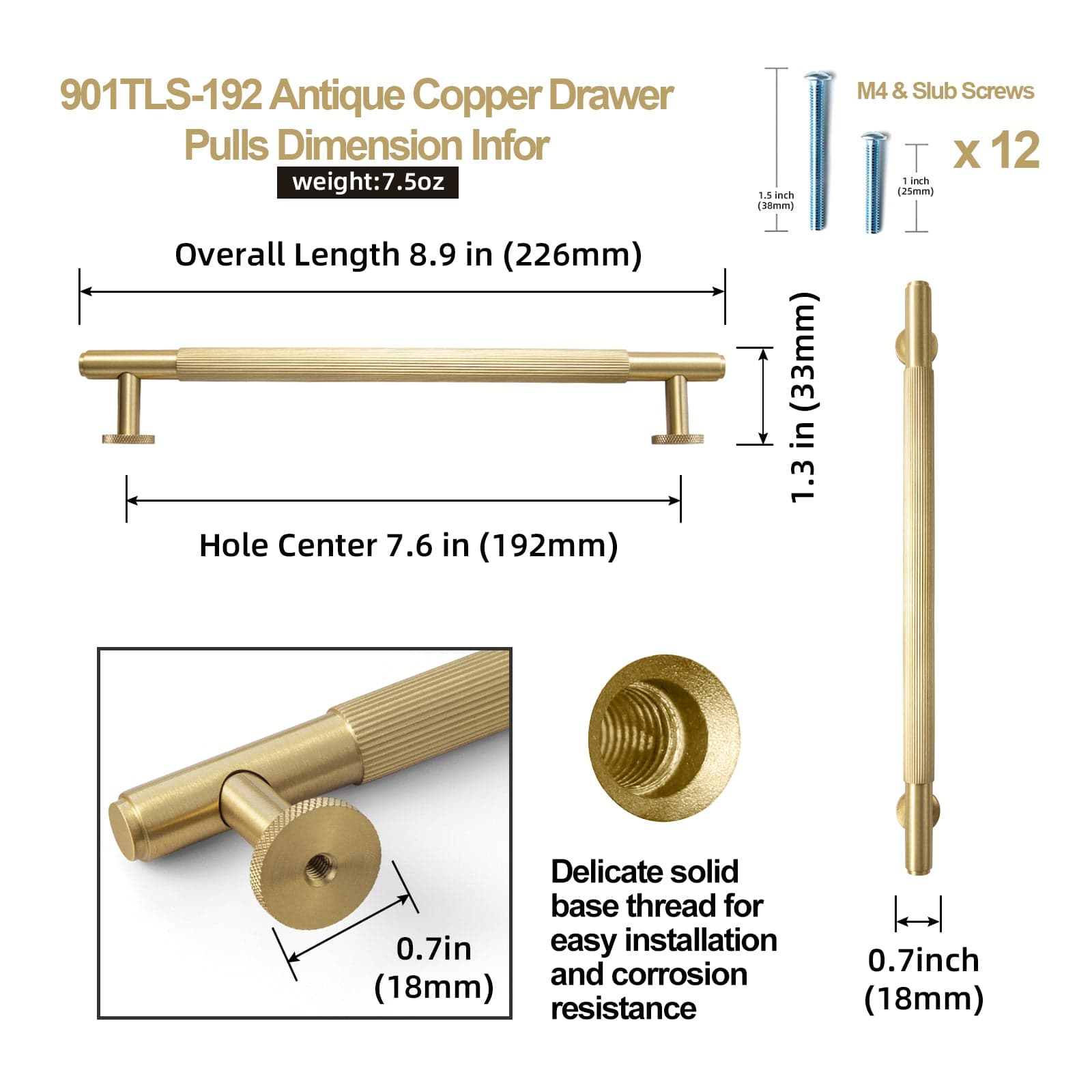 Goo-Ki Solid Brass Cabinet Handle Drawer Pulls Brushed Brass Bar Pull Kitchen Hardware