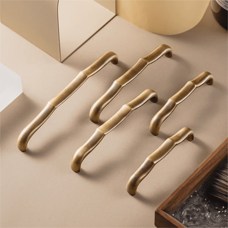 Goo-Ki Solid Brass Ripple Cabinet Handles Retro Bronze Drawer Pulls