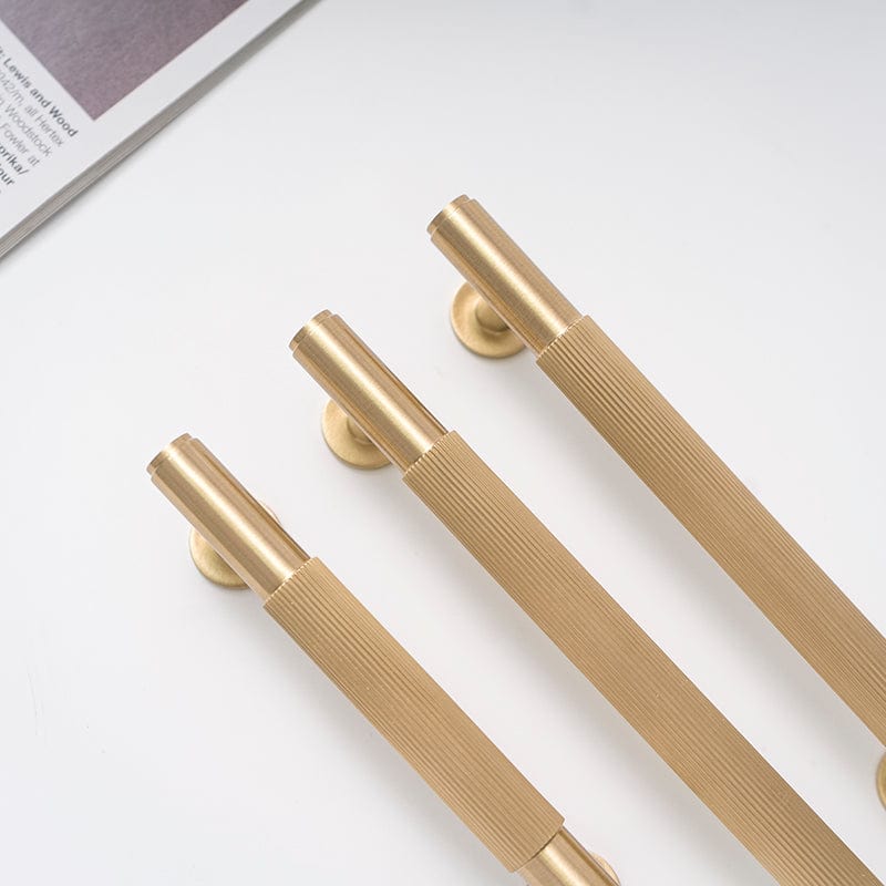 Goo-Ki Solid Brass Three-dimensional Vertical Stripes T Bar Cabinet Pull Kitchen Drawer Handle 1 PCS