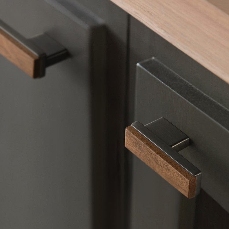 Goo-Ki Solid Wood Cabinet Handle Black Walnut Wardrobe Cupboard Pull