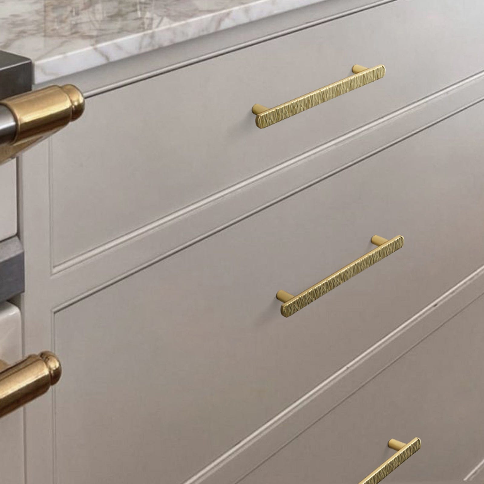 Goo-Ki Striped Hammerline Cabinet Pulls Light Luxury Elegant Kitchen Hardware