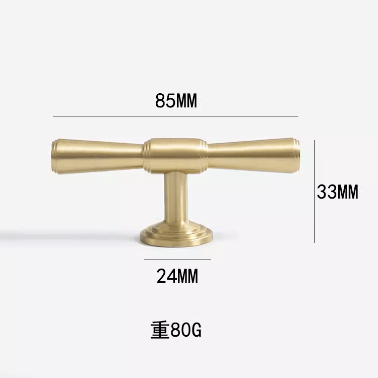 Goo-Ki T Knob / 2 Pack Scandinavian Minimalist Cabinet Drawer Pull Light Luxury Gold Solid Brass Long Handle