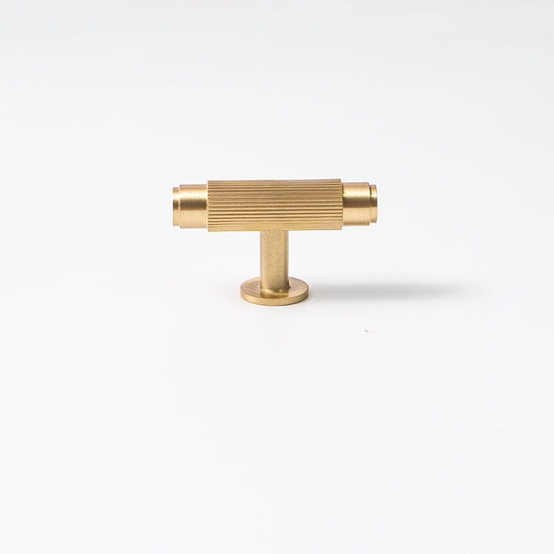 Goo-Ki T Knob Solid Brass Three-dimensional Vertical Stripes T Bar Cabinet Pull Kitchen Drawer Handle 1 PCS