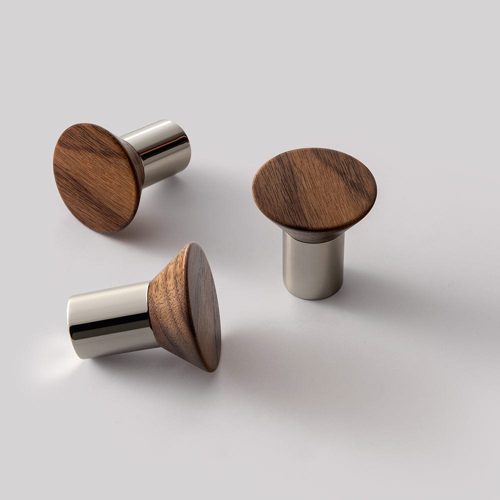 Goo-Ki Titanium Silver / Knob / 2 Pack Black Walnut Drawer Handle Titanium Silver Modern Wardrobe Knob