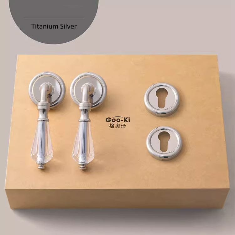 Goo-Ki Titanium Silver / With Keys Crystal Texture Mute Room Door Lock Solid Brass Interior Door Lock