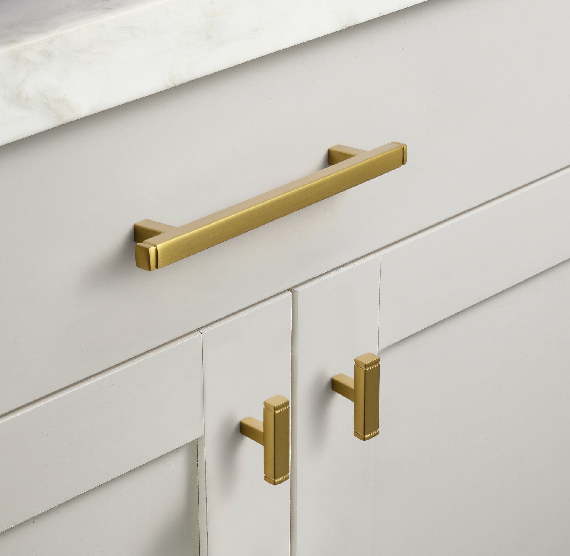 Goo-Ki Vintage Brass Drawer Handles Retro Straight Bar Pull Solid Cabinet Pulls