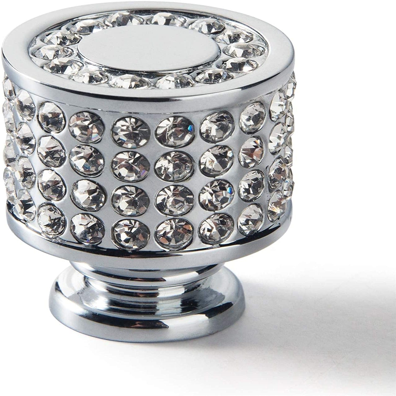 Goo-Ki Chrome / Cylindrical Rhinestone Drawer Knob Luxurious Cabinet Knob Imitation Diamond Wardrobe Door knobs 6 Pack