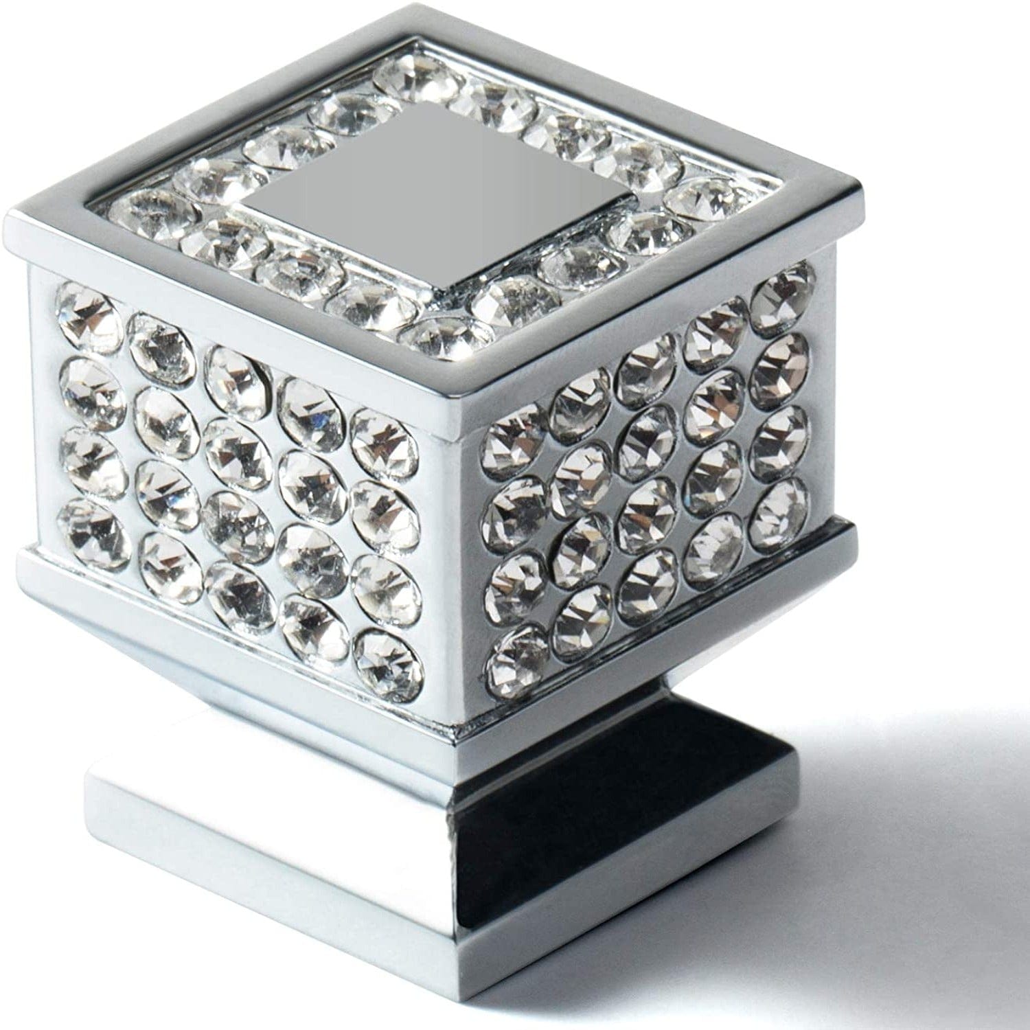 Goo-Ki Chrome / Square Rhinestone Drawer Knob Luxurious Cabinet Knob Imitation Diamond Wardrobe Door knobs 6 Pack