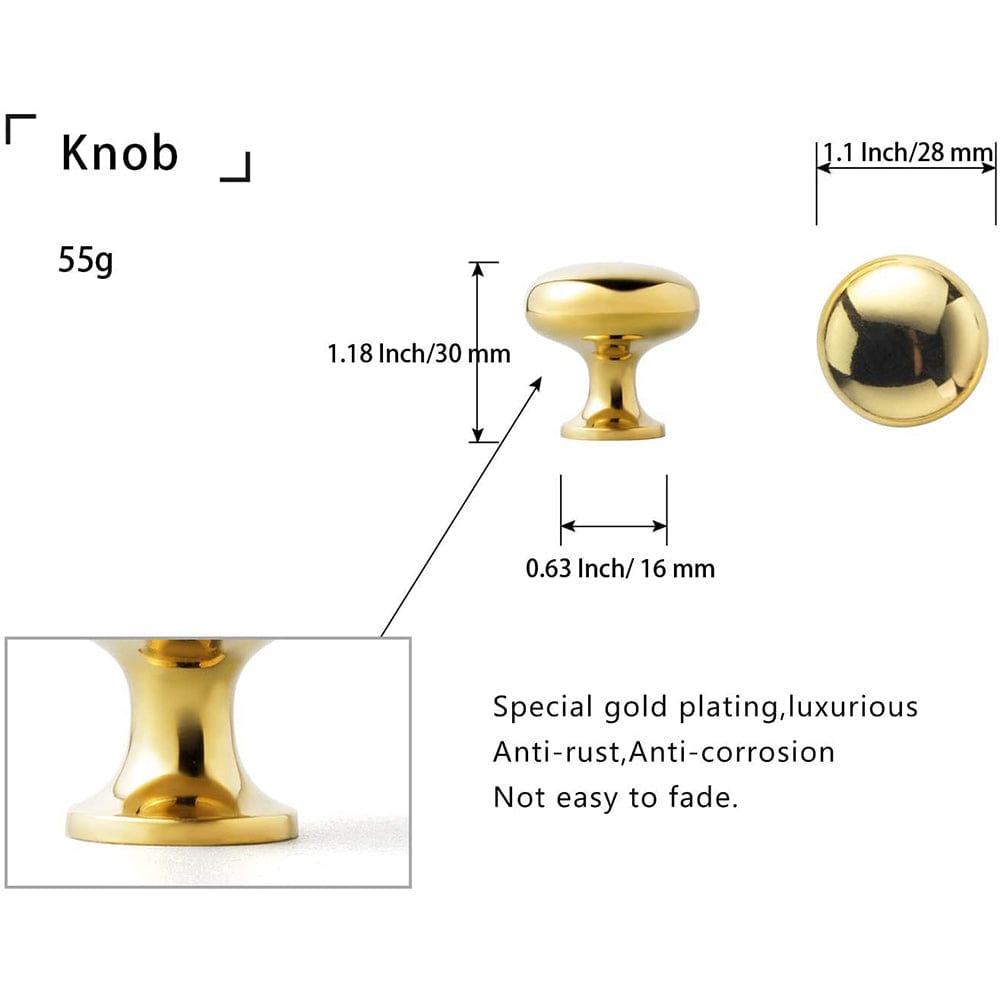 Goo-Ki Classic Dresser Knob Modern Minimalist Cabinet Knob Round Drawer Knobs 6 Pack