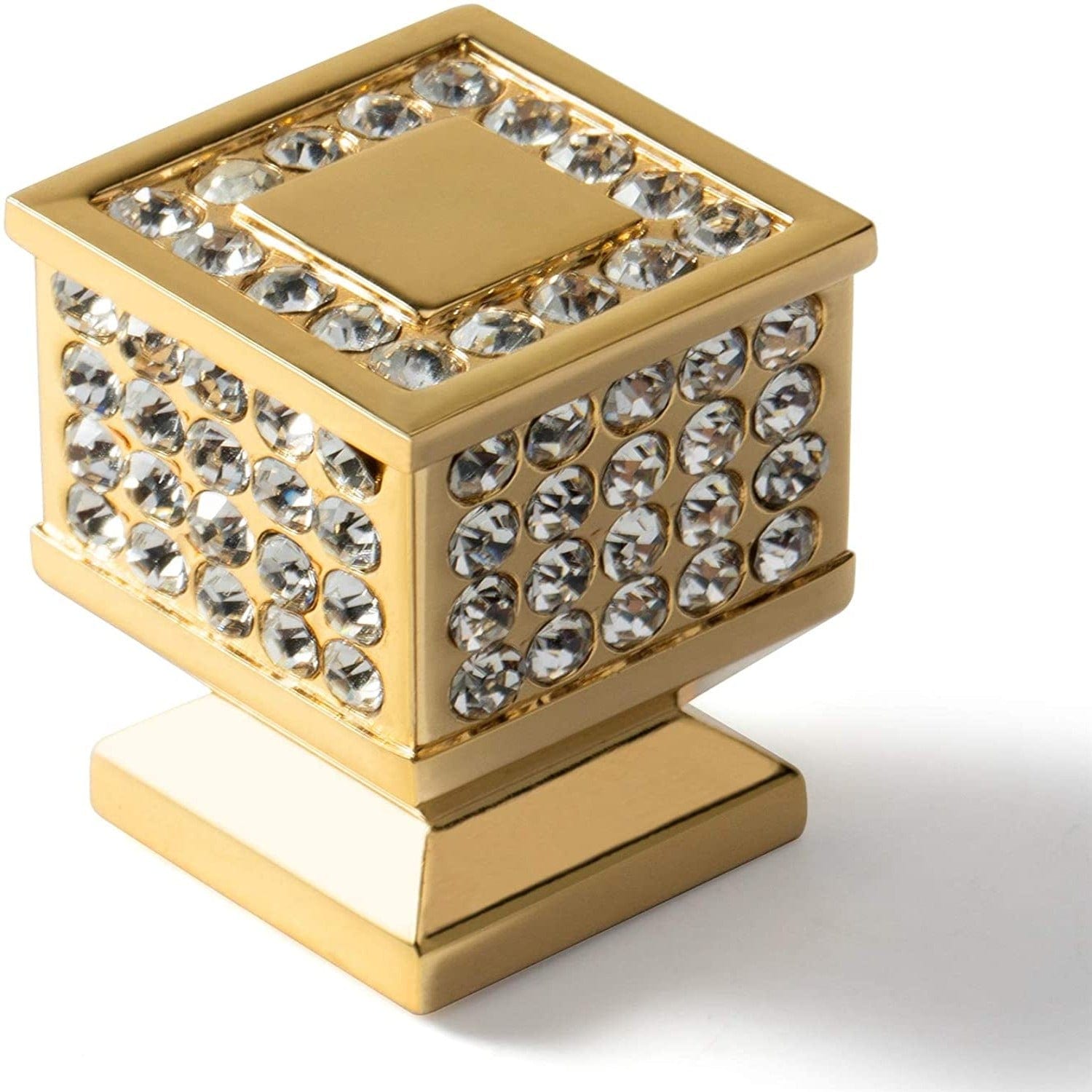Goo-Ki Gold / Square Rhinestone Drawer Knob Luxurious Cabinet Knob Imitation Diamond Wardrobe Door knobs 6 Pack
