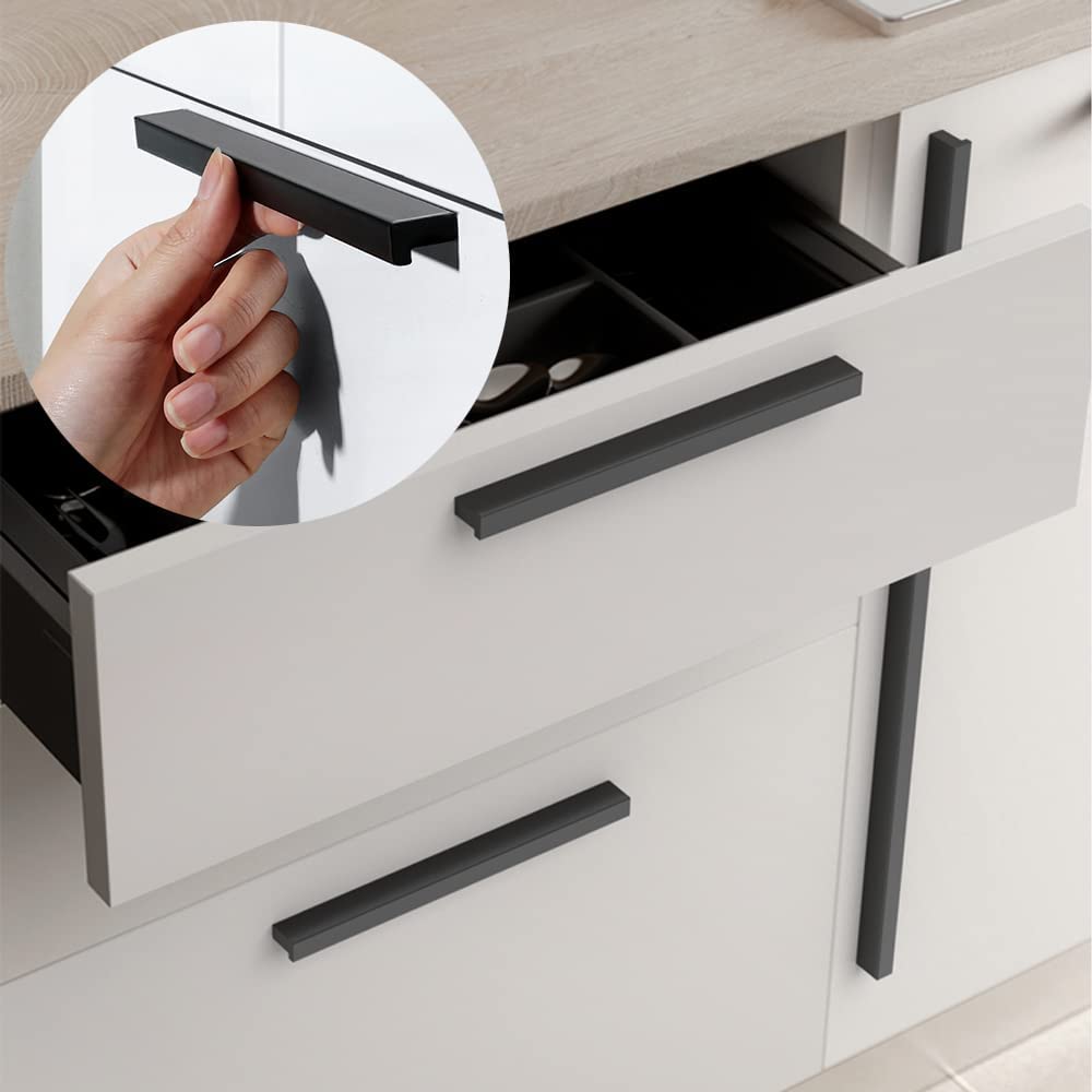 Goo-Ki Modern Drawer Handles Kitchen Cabinet Pulls Right Angle Finger Pulls 12 Pack