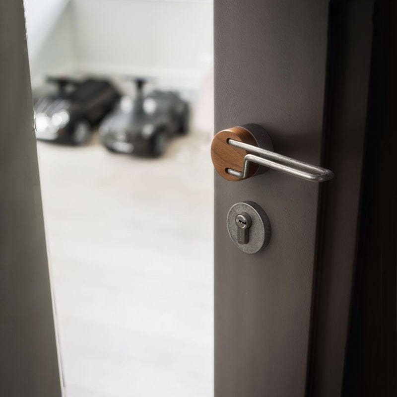 Goo-Ki Original Design Black Walnut Retro Wooden Door Handle Mute Door Lock
