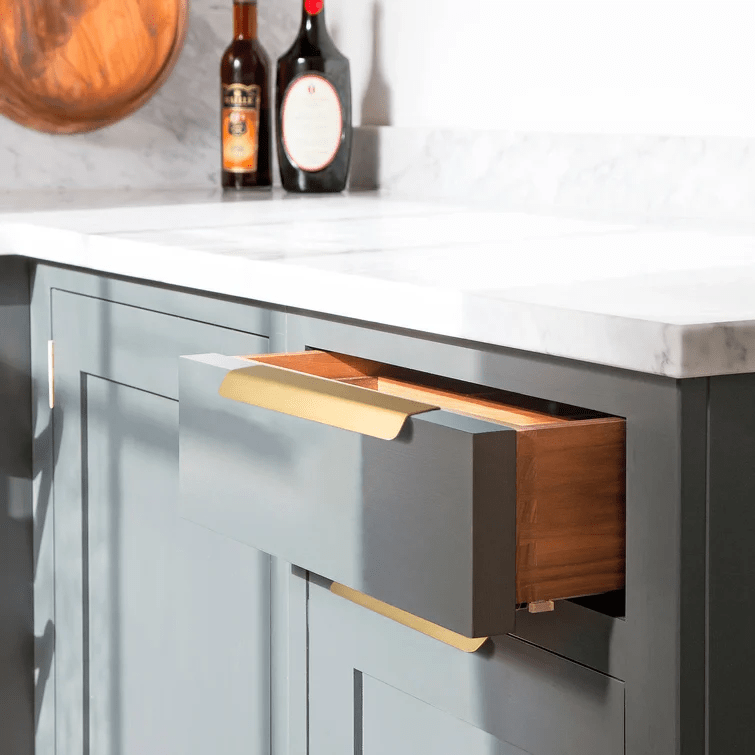 Goo-Ki Pure Brass Matte Finger Pulls Nordic Copper Cabinet Handles Modern Cabinet Pulls 6 pack