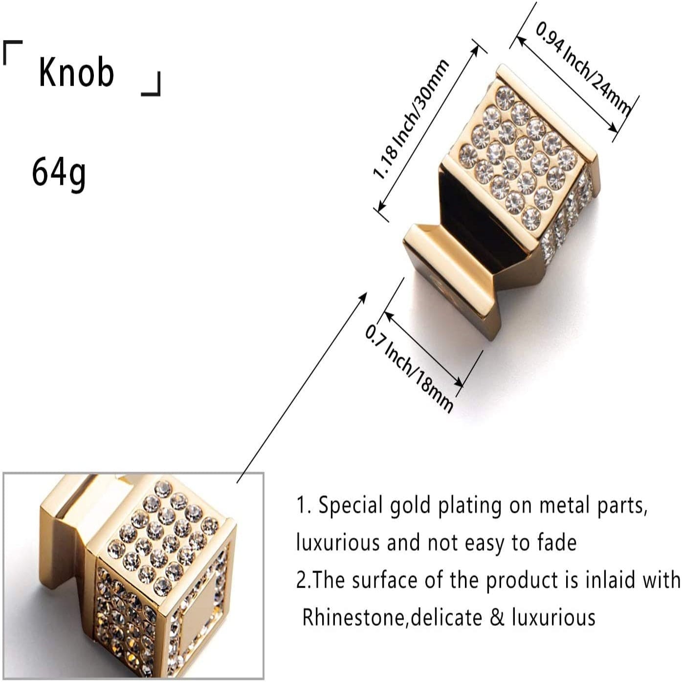 Goo-Ki Rhinestone Drawer Knob Luxurious Cabinet Knob Imitation Diamond Wardrobe Door knobs 6 Pack
