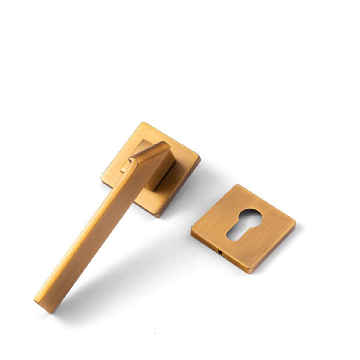 Goo-Ki Yellow Bronze / Fake Lock Square Space Folding Door Lock Minimalist Interior Door Security Mute Door Lock
